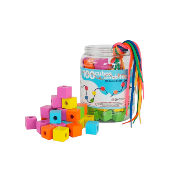 Cubos con cintas con 100 piezas