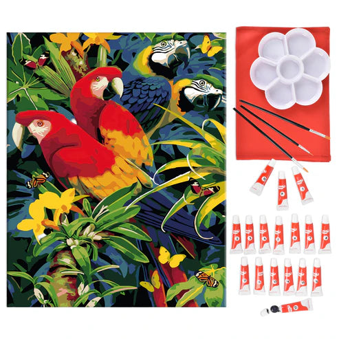 PINTA POR NUMERO 40X50 GUACAMAYAS