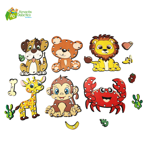 JUEGO DE ENSARTE CON 6 PIEZAS- ANIMALES