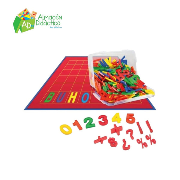 LETRAS, NÚMEROS Y SIGNOS CON MANTELETA