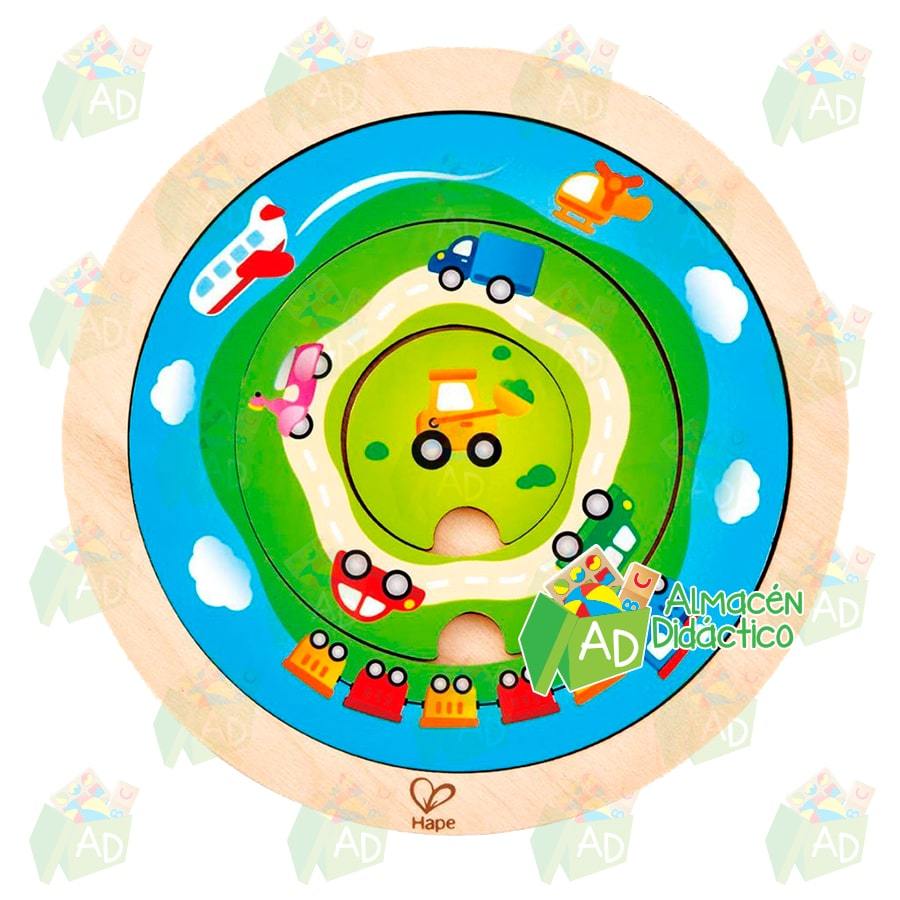 ROMPECABEZAS DE TRANSPORTE GIRATORIO  - HAPE  -  SPINNING TRANSPORT PUZZLE